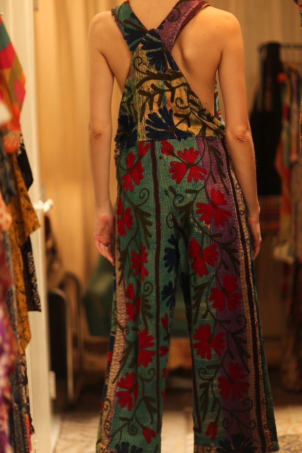 KANTHA EMBROIDERED JUMPSUIT ALEX - sustainably made MOMO NEW YORK sustainable clothing, jumpsuit slow fashion