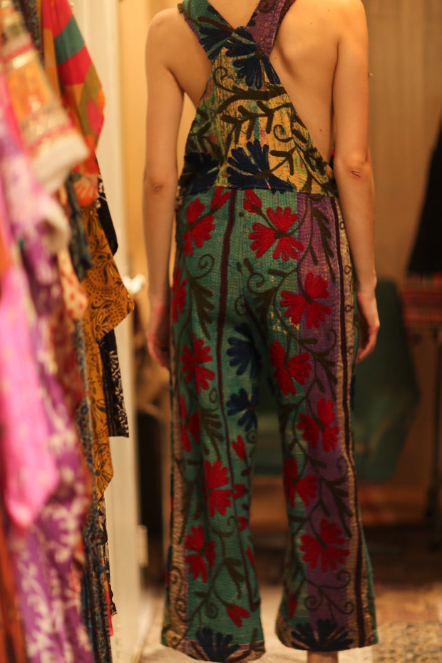 KANTHA EMBROIDERED JUMPSUIT ALEX - sustainably made MOMO NEW YORK sustainable clothing, jumpsuit slow fashion
