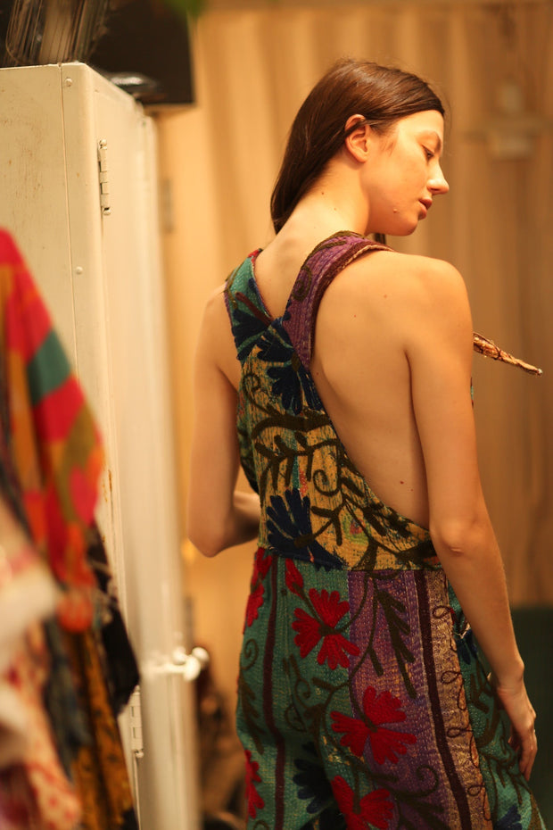 KANTHA EMBROIDERED JUMPSUIT ALEX - sustainably made MOMO NEW YORK sustainable clothing, jumpsuit slow fashion