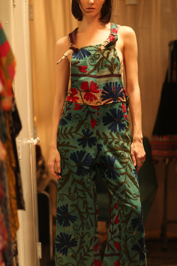 KANTHA EMBROIDERED JUMPSUIT ALEX - sustainably made MOMO NEW YORK sustainable clothing, jumpsuit slow fashion