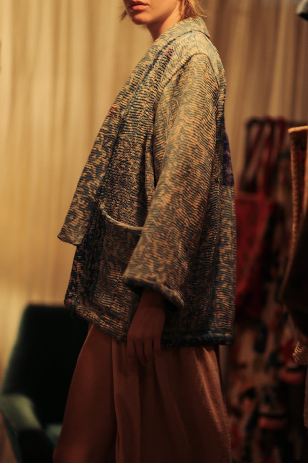 KANTHA EMBROIDERED KIMONO JACKET - sustainably made MOMO NEW YORK sustainable clothing, coatandjacket slow fashion