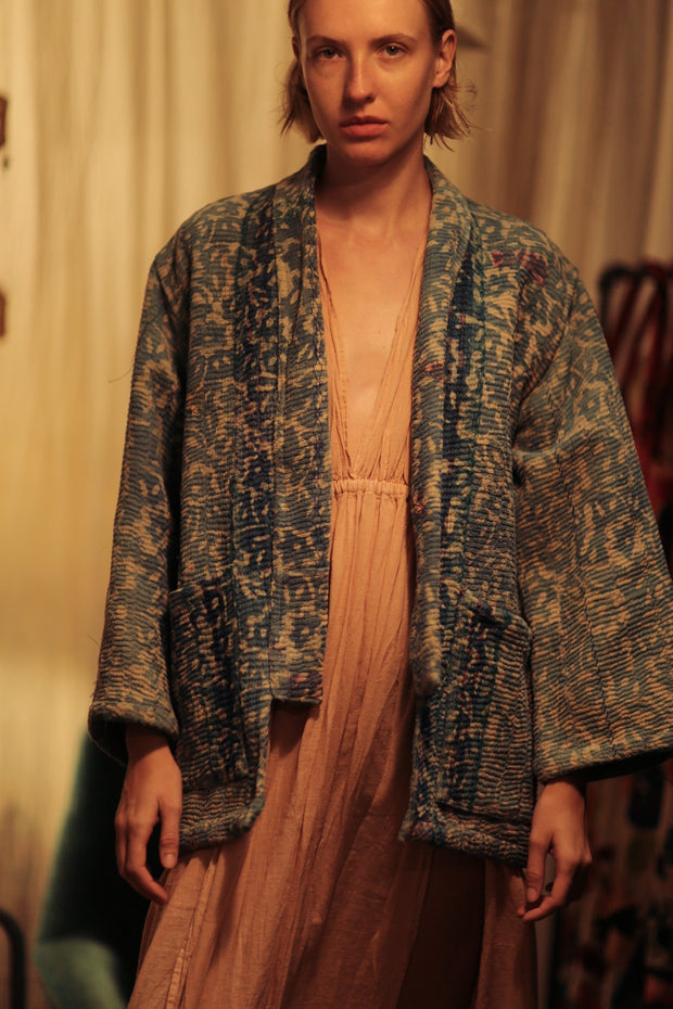 KANTHA EMBROIDERED KIMONO JACKET - sustainably made MOMO NEW YORK sustainable clothing, coatandjacket slow fashion
