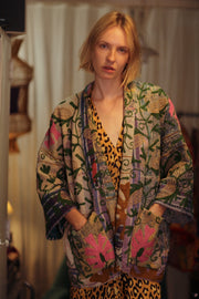KANTHA EMBROIDERED KIMONO MONTY DECO - sustainably made MOMO NEW YORK sustainable clothing, embellished slow fashion