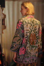 KANTHA EMBROIDERED KIMONO MONTY DECO - sustainably made MOMO NEW YORK sustainable clothing, embellished slow fashion
