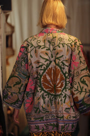 KANTHA EMBROIDERED KIMONO MONTY DECO - sustainably made MOMO NEW YORK sustainable clothing, embellished slow fashion