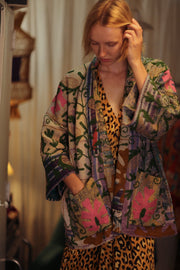 KANTHA EMBROIDERED KIMONO MONTY DECO - sustainably made MOMO NEW YORK sustainable clothing, embellished slow fashion