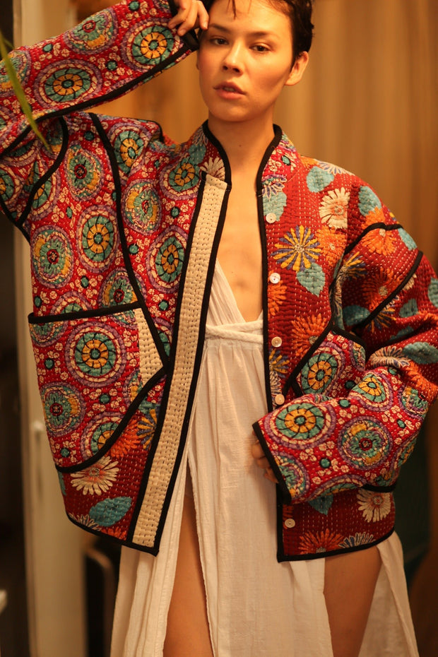 KANTHA JACCKET CANDY - sustainably made MOMO NEW YORK sustainable clothing, coatandjacket slow fashion