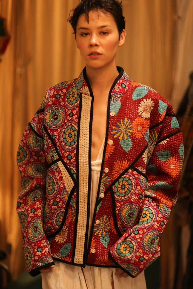 KANTHA JACCKET CANDY - sustainably made MOMO NEW YORK sustainable clothing, coatandjacket slow fashion