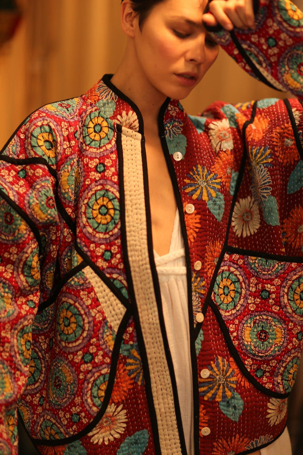 KANTHA JACCKET CANDY - sustainably made MOMO NEW YORK sustainable clothing, coatandjacket slow fashion
