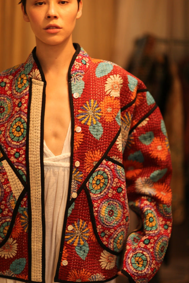 KANTHA JACCKET CANDY - sustainably made MOMO NEW YORK sustainable clothing, coatandjacket slow fashion