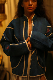 KANTHA JACKET BLUE OCEAN - sustainably made MOMO NEW YORK sustainable clothing, coatandjacket slow fashion