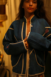 KANTHA JACKET BLUE OCEAN - sustainably made MOMO NEW YORK sustainable clothing, coatandjacket slow fashion