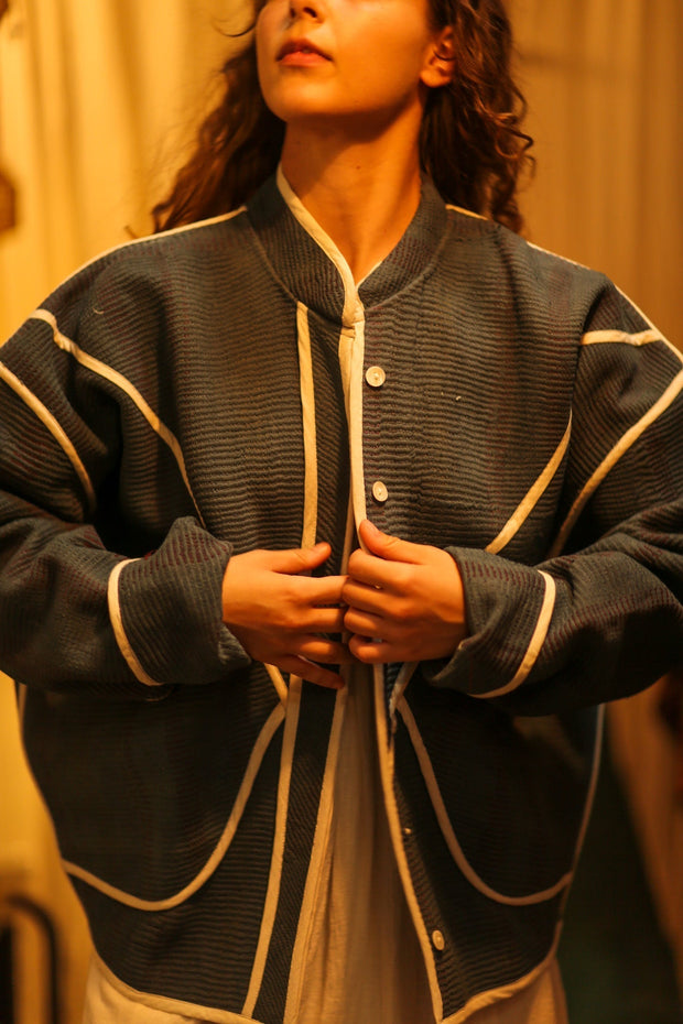 KANTHA JACKET LAYLA NIGHT - sustainably made MOMO NEW YORK sustainable clothing, coatandjacket slow fashion
