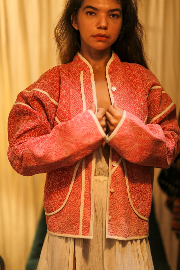 KANTHA JACKET PINK EDIT - sustainably made MOMO NEW YORK sustainable clothing, coatandjacket slow fashion