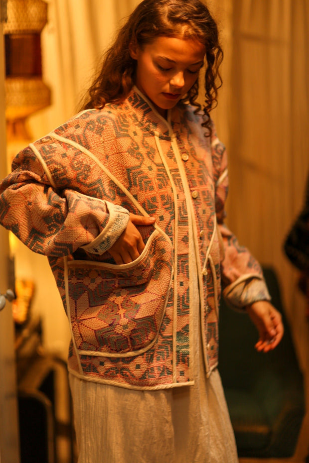 KANTHA JACKET PINK KANDA - sustainably made MOMO NEW YORK sustainable clothing, coatandjacket slow fashion