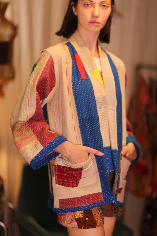 KANTHA KIMONO LAORIS - sustainably made MOMO NEW YORK sustainable clothing, kantha slow fashion