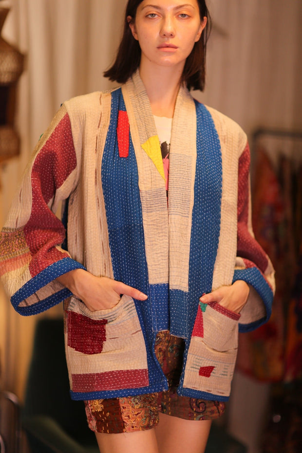 KANTHA KIMONO LAORIS - sustainably made MOMO NEW YORK sustainable clothing, kantha slow fashion
