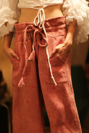 KANTHA PANTS LENA PINK SOLID - sustainably made MOMO NEW YORK sustainable clothing, embroidered slow fashion