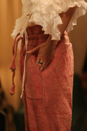 KANTHA PANTS LENA PINK SOLID - sustainably made MOMO NEW YORK sustainable clothing, embroidered slow fashion