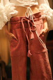 KANTHA PANTS LENA PINK SOLID - sustainably made MOMO NEW YORK sustainable clothing, embroidered slow fashion