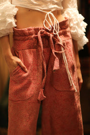 KANTHA PANTS LENA PINK SOLID - sustainably made MOMO NEW YORK sustainable clothing, embroidered slow fashion