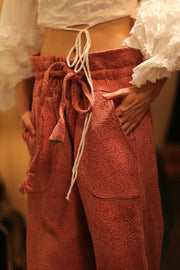 KANTHA PANTS LENA PINK SOLID - sustainably made MOMO NEW YORK sustainable clothing, embroidered slow fashion