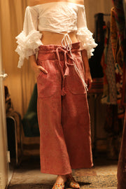 KANTHA PANTS LENA PINK SOLID - sustainably made MOMO NEW YORK sustainable clothing, embroidered slow fashion