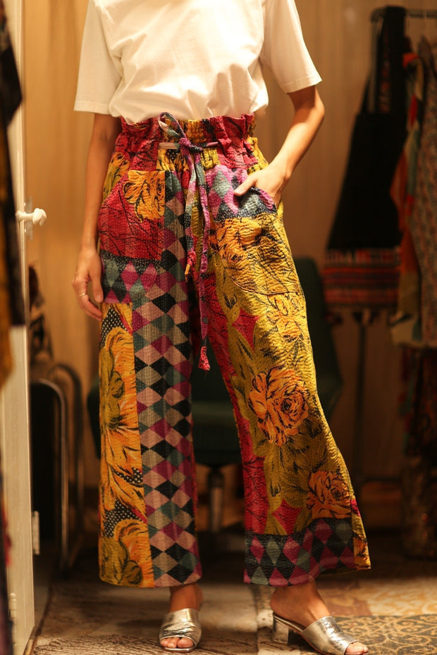 KANTHA PANTS LENA YAELIN - sustainably made MOMO NEW YORK sustainable clothing, embroidered slow fashion