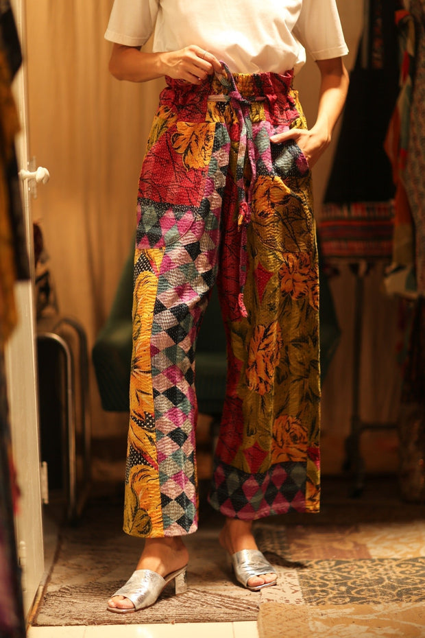 KANTHA PANTS LENA YAELIN - sustainably made MOMO NEW YORK sustainable clothing, embroidered slow fashion