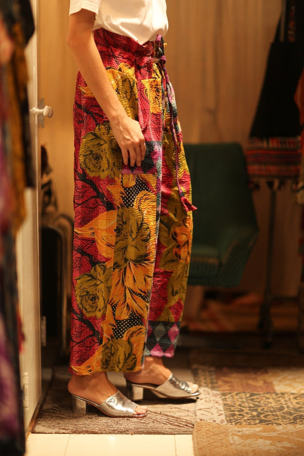 KANTHA PANTS LENA YAELIN - sustainably made MOMO NEW YORK sustainable clothing, embroidered slow fashion