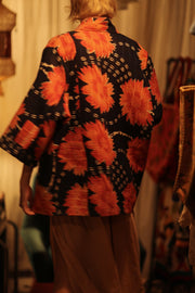 KANTHA SHORT KIMONO RUBYIN - sustainably made MOMO NEW YORK sustainable clothing, Kimono slow fashion