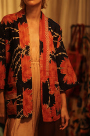 KANTHA SHORT KIMONO RUBYIN - sustainably made MOMO NEW YORK sustainable clothing, Kimono slow fashion