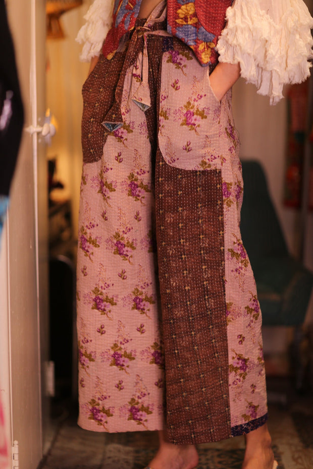 KANTHA TROUSERS LENA GUSTIN - sustainably made MOMO NEW YORK sustainable clothing, kantha slow fashion