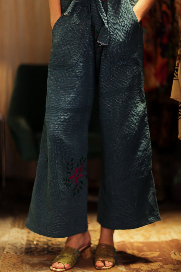 KANTHA TROUSERS LENA HARRODS - sustainably made MOMO NEW YORK sustainable clothing, new slow fashion
