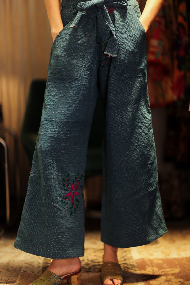 KANTHA TROUSERS LENA HARRODS - sustainably made MOMO NEW YORK sustainable clothing, new slow fashion