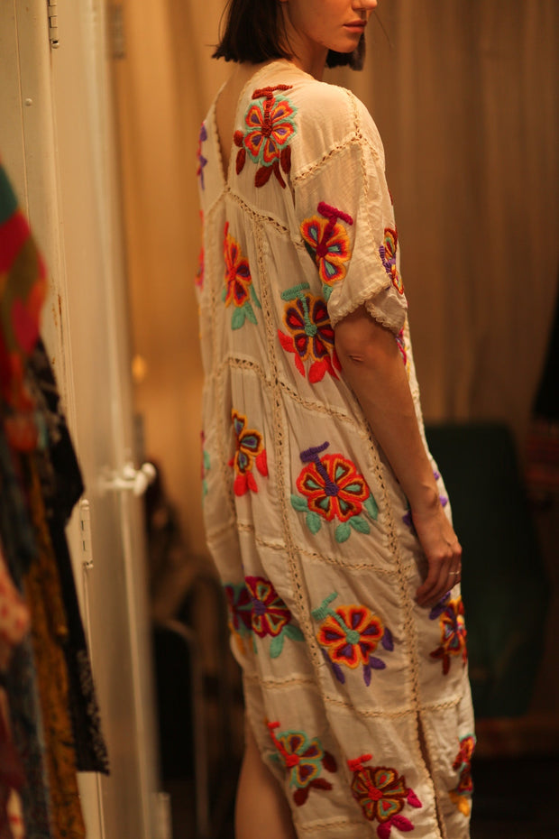 KATIA EMBROIDERED FLOWER DRESS - sustainably made MOMO NEW YORK sustainable clothing, dress slow fashion