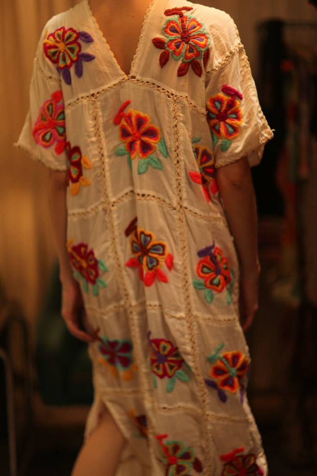 KATIA EMBROIDERED FLOWER DRESS - sustainably made MOMO NEW YORK sustainable clothing, dress slow fashion