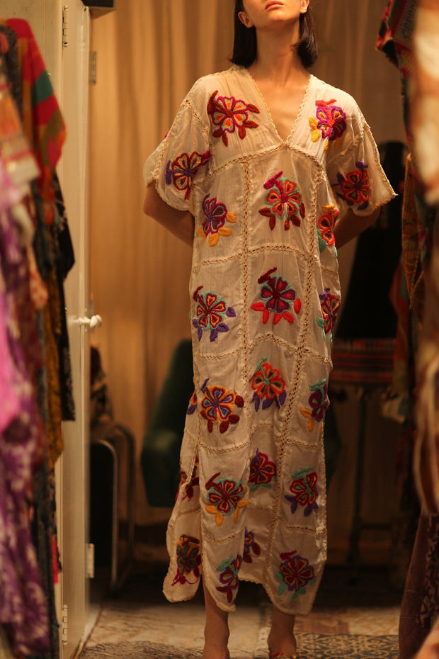 KATIA EMBROIDERED FLOWER DRESS - sustainably made MOMO NEW YORK sustainable clothing, dress slow fashion