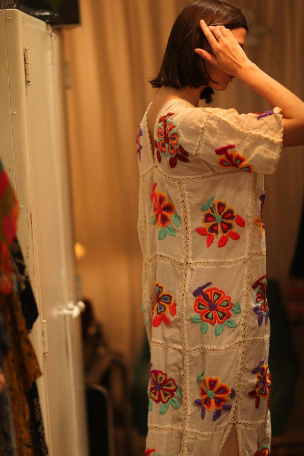 KATIA EMBROIDERED FLOWER DRESS - sustainably made MOMO NEW YORK sustainable clothing, dress slow fashion