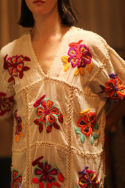 KATIA EMBROIDERED FLOWER DRESS - sustainably made MOMO NEW YORK sustainable clothing, dress slow fashion