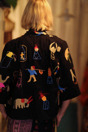 LAOS EMBROIDERED TRIBAL SHORT JACKET - sustainably made MOMO NEW YORK sustainable clothing, coatandjacket slow fashion