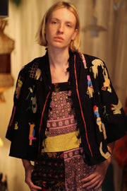 LAOS EMBROIDERED TRIBAL SHORT JACKET - sustainably made MOMO NEW YORK sustainable clothing, coatandjacket slow fashion