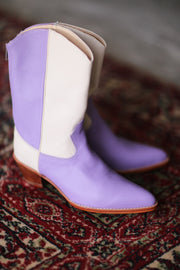 LAVENDER CREAM WESTERN BOOTS GUSTAV - sustainably made MOMO NEW YORK sustainable clothing, boots slow fashion