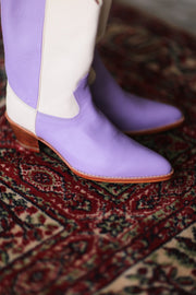 LAVENDER CREAM WESTERN BOOTS GUSTAV - sustainably made MOMO NEW YORK sustainable clothing, boots slow fashion