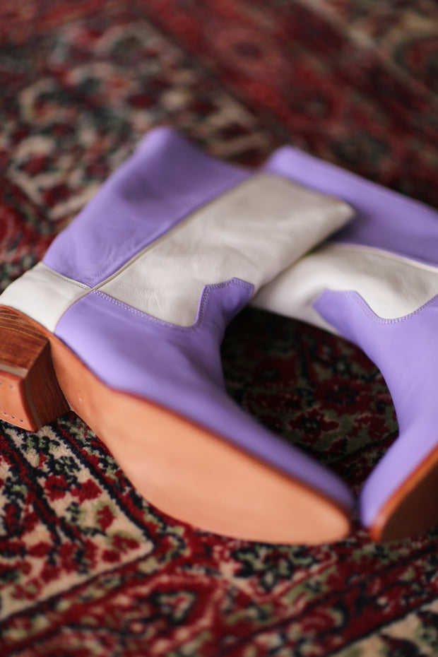 LAVENDER CREAM WESTERN BOOTS GUSTAV - sustainably made MOMO NEW YORK sustainable clothing, boots slow fashion