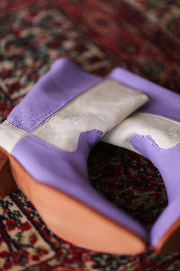 LAVENDER CREAM WESTERN BOOTS GUSTAV - sustainably made MOMO NEW YORK sustainable clothing, boots slow fashion