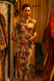 LEAF BUTTON DOWN DRESS RUTH - sustainably made MOMO NEW YORK sustainable clothing, dress slow fashion