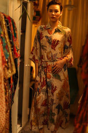 LEAF BUTTON DOWN DRESS RUTH - sustainably made MOMO NEW YORK sustainable clothing, dress slow fashion