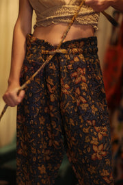 LENA KANTHA TROUSERS BLUE AND BEIJE - sustainably made MOMO NEW YORK sustainable clothing, embroidered slow fashion