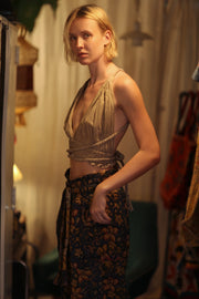 LENA KANTHA TROUSERS BLUE AND BEIJE - sustainably made MOMO NEW YORK sustainable clothing, embroidered slow fashion